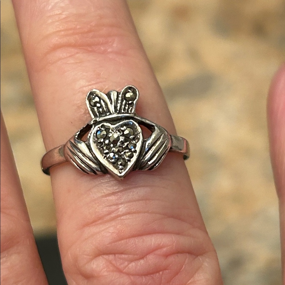 Intricate Silver Claddagh Heart Ring